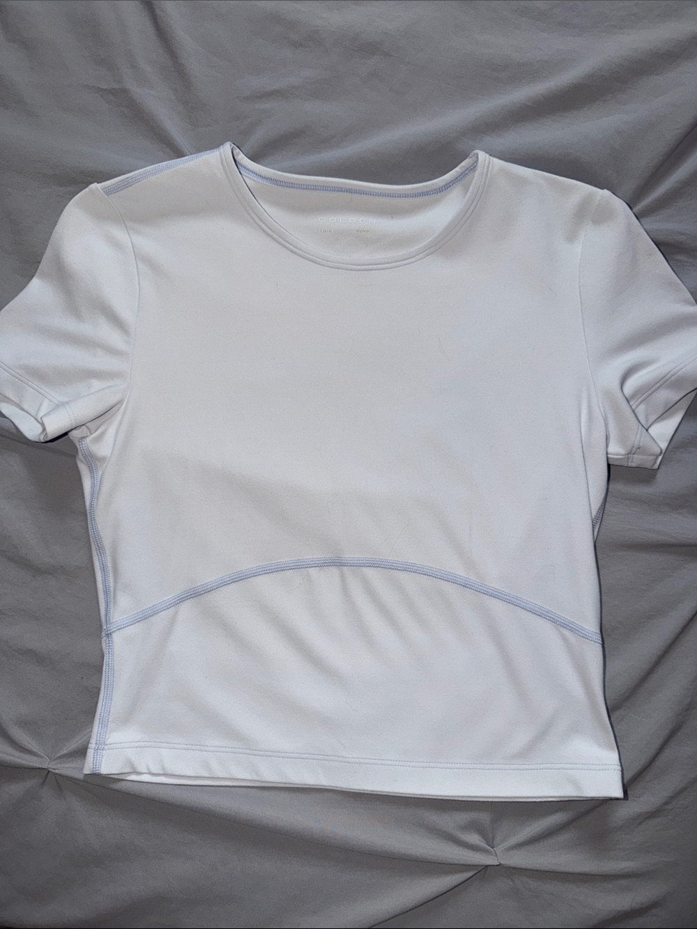 Aritzia Light Blue Short-Sleeve Cropped TNA golden Top
